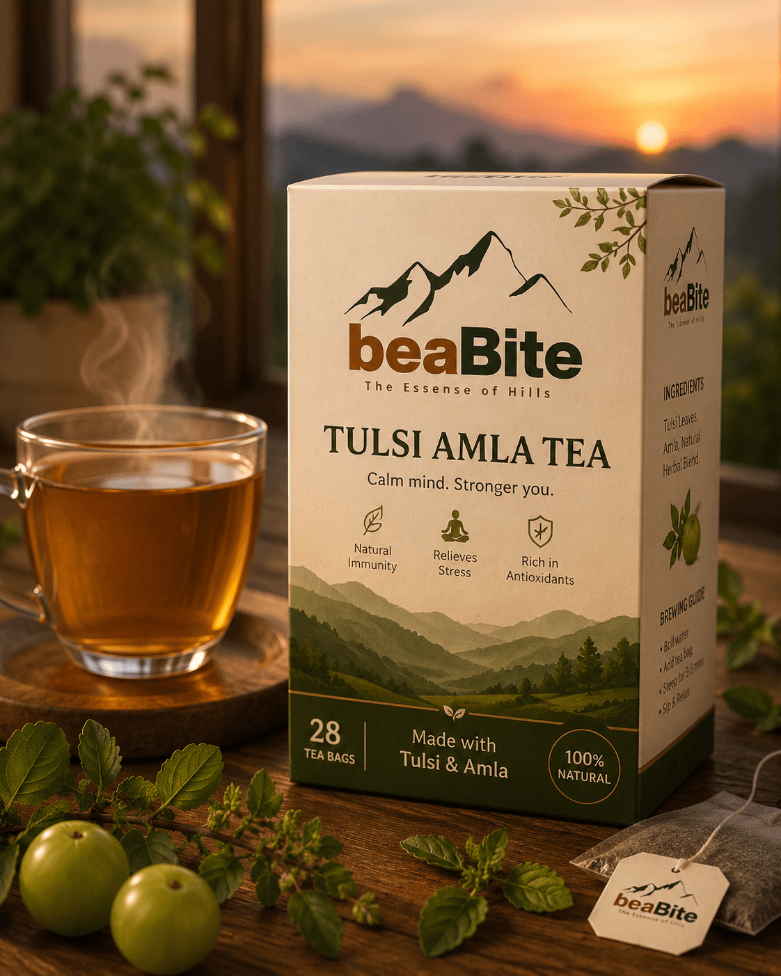Loose leaf herbal tea steeping in a glass pot