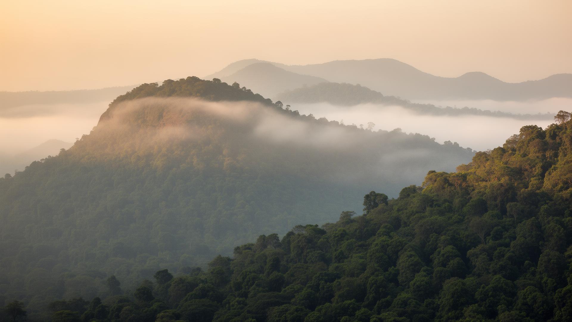 Misty peaks of Hills at dawn — home of beaBite premium coffee