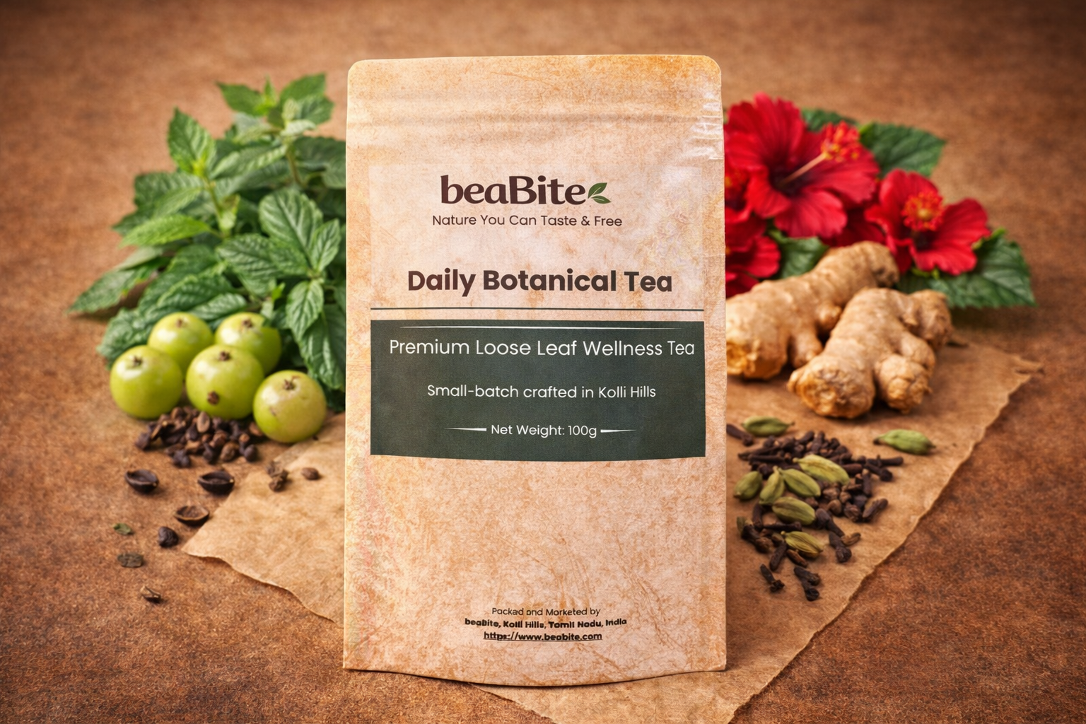 beaBite Herbal Tea+ – Calm & Balance Ritual Blend | Caffeine-Free Herbal Infusion 1