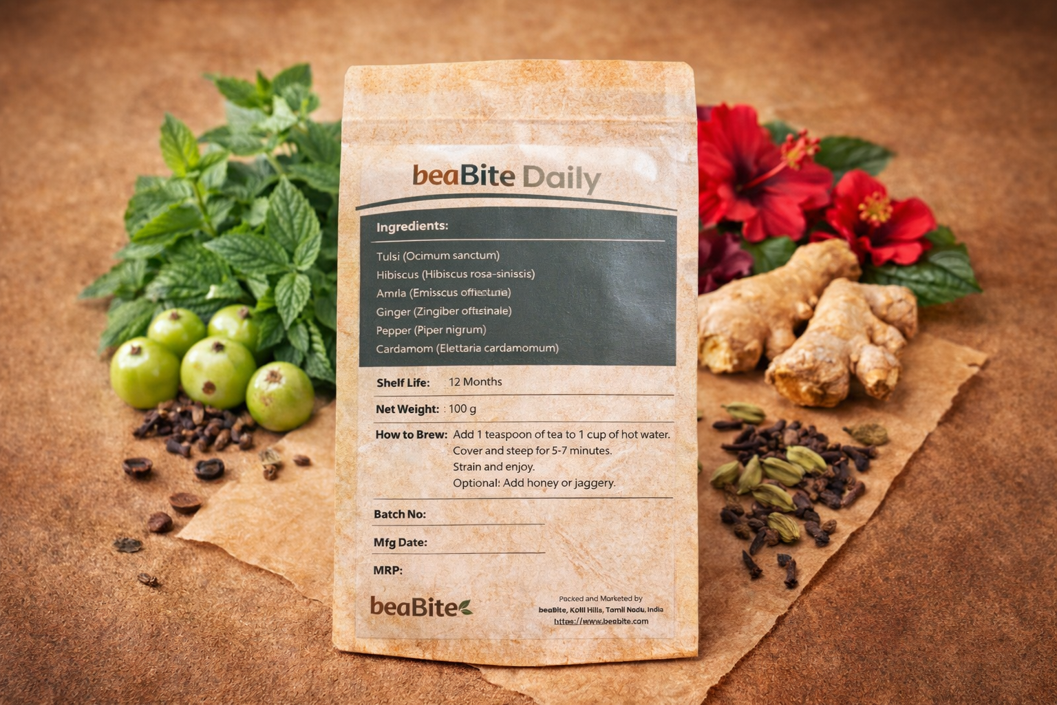 beaBite Herbal Tea+ – Calm & Balance Ritual Blend | Caffeine-Free Herbal Infusion 2